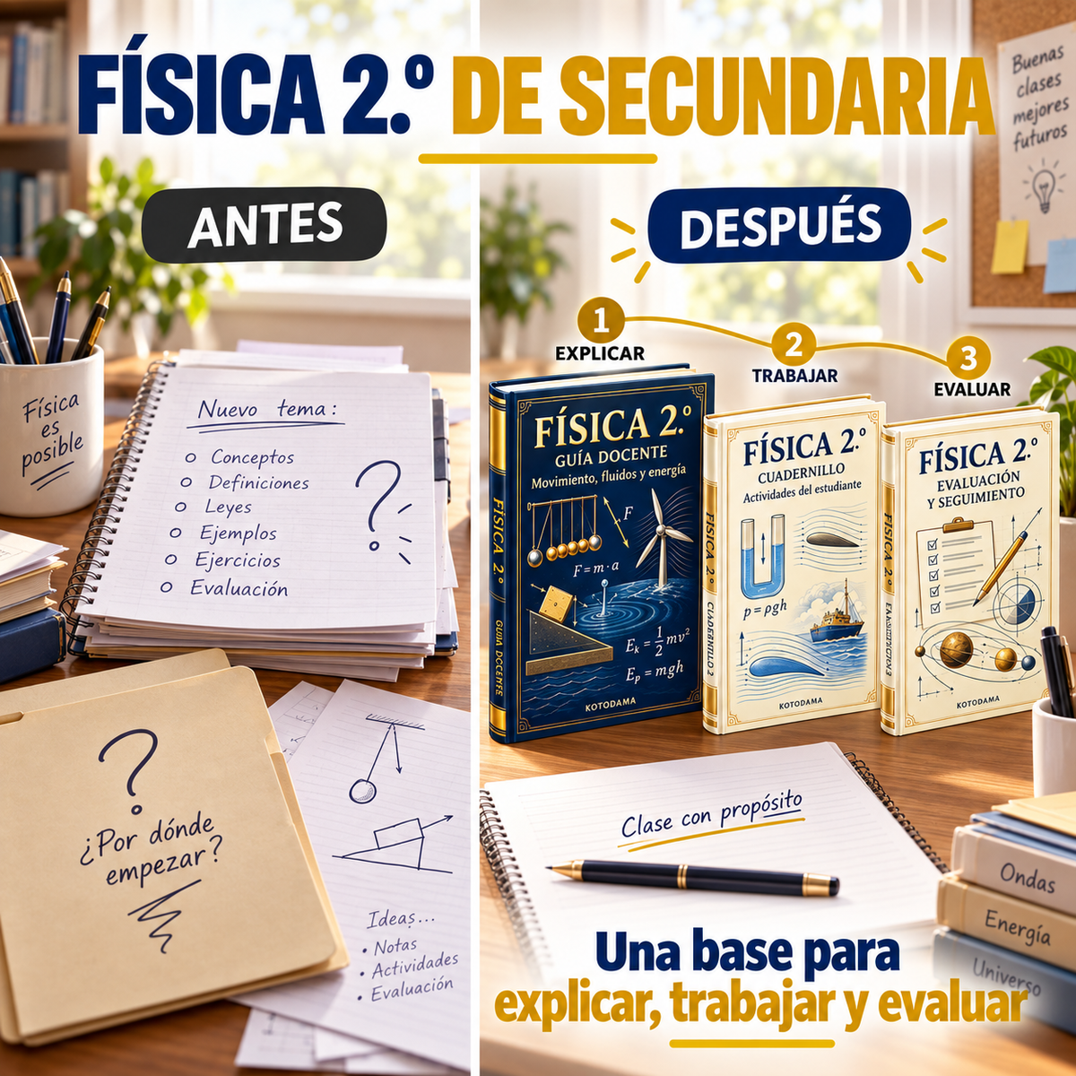 Recurso de Física 2.º de secundaria: explicar, trabajar y evaluar durante el ciclo.